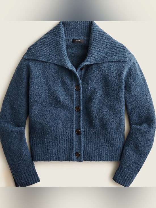 J. Crew Sweaters - J.Crew Collared Cotton-Blend Boucle Cardigan Sweater-NWT-Midnight-Size MEDIUM